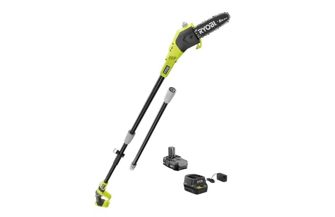 RYOBI P4361 ONE+ 18V 8 in. Cordless Battery Pole Saw with 1.3 Ah Battery and Charger