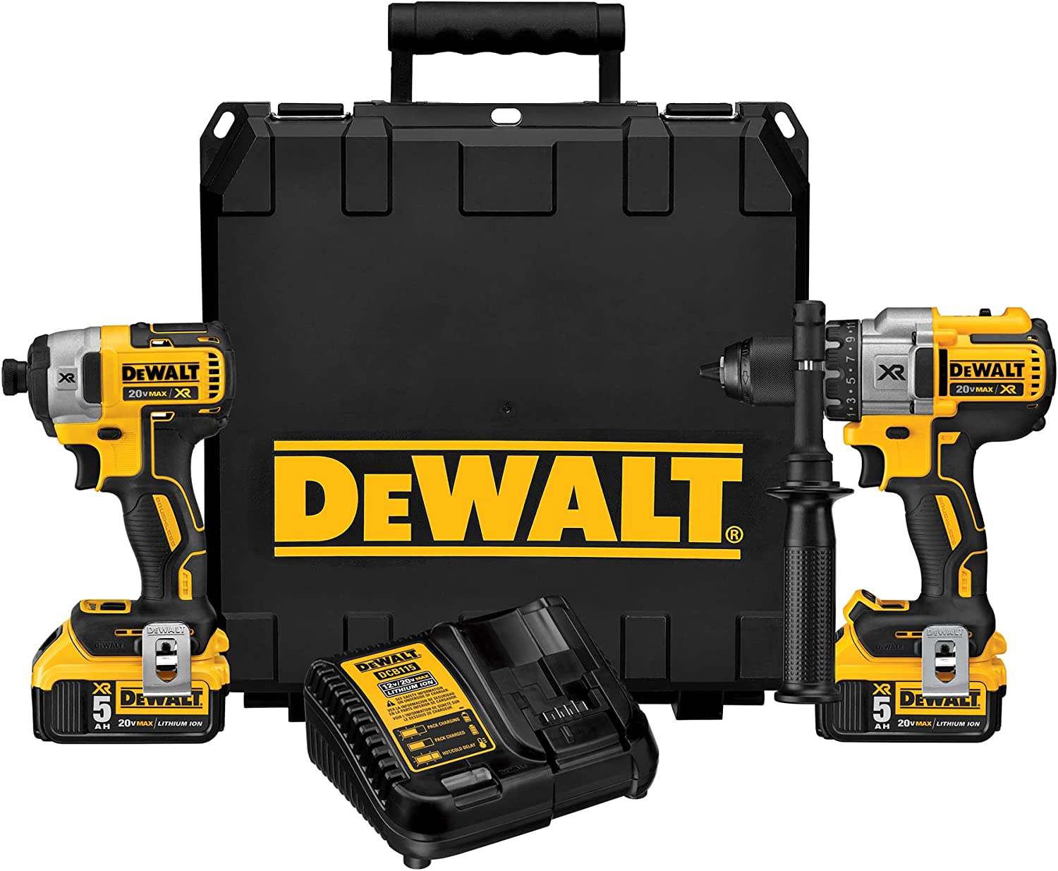 DEWALT DCK299P2 20-Volt MAX XR Cordless Brushless Hammer Drill/Impact Combo Kit (2-Tool) with (2) 20-Volt 5.0Ah Batteries & Charger
