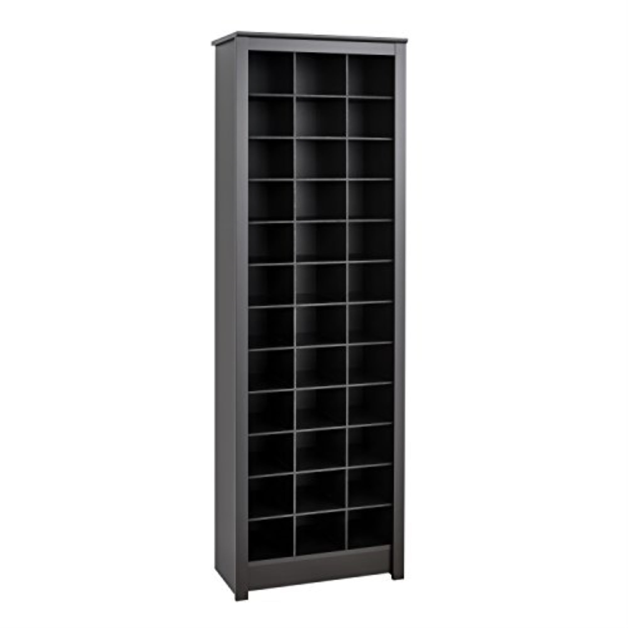 Prepac Space-Saving 36 Pair Shoe Storage Cabinet With Cubbies. Black