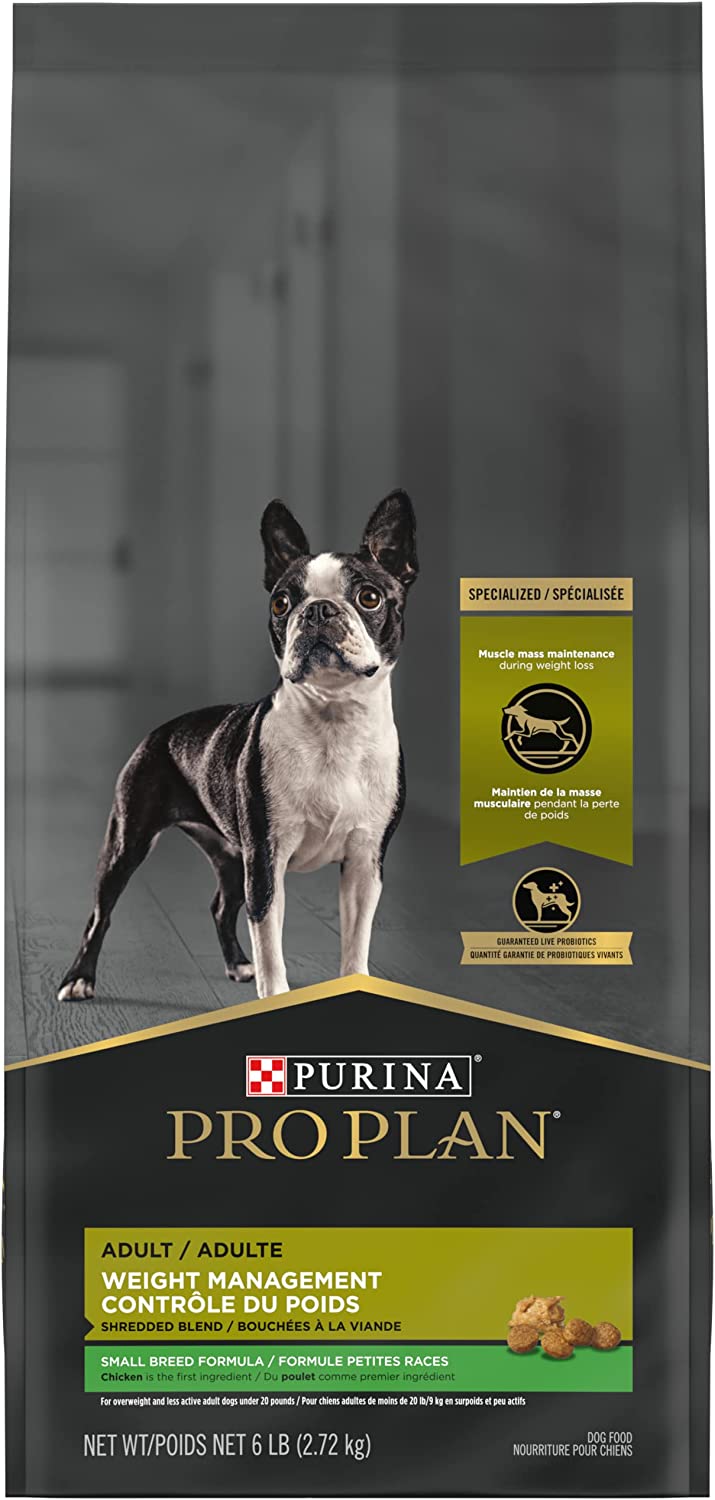 Purina Pro Plan Small Breed Weight Management Dog Food. Shredded Blend Chicken & Rice Formula - 6 lb. Bag