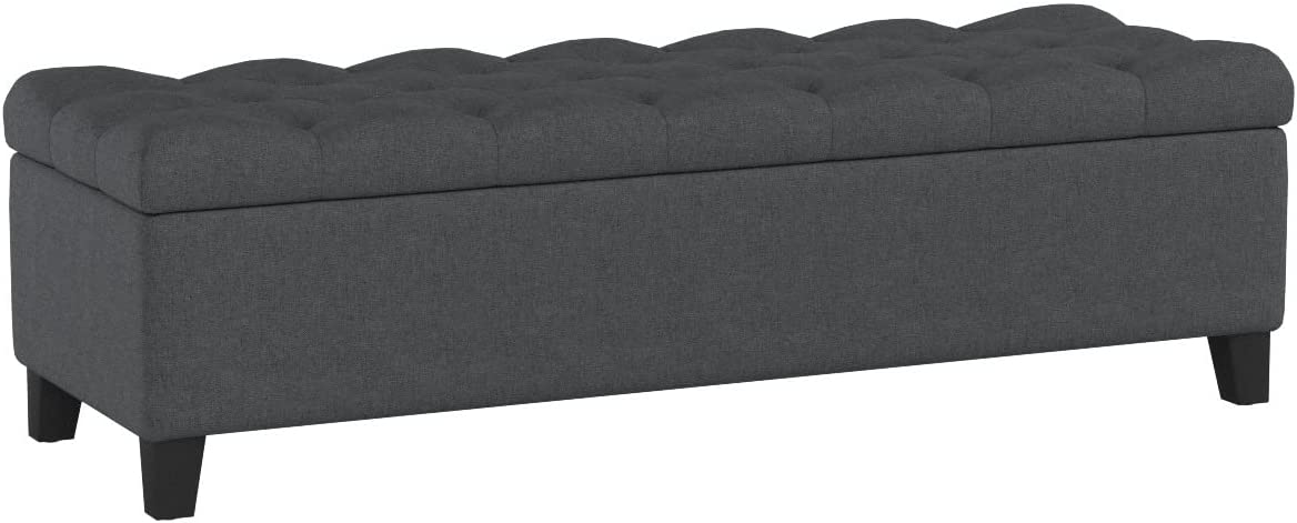 Christopher Knight Home Ottilie Fabric Storage Ottoman. Dark Grey