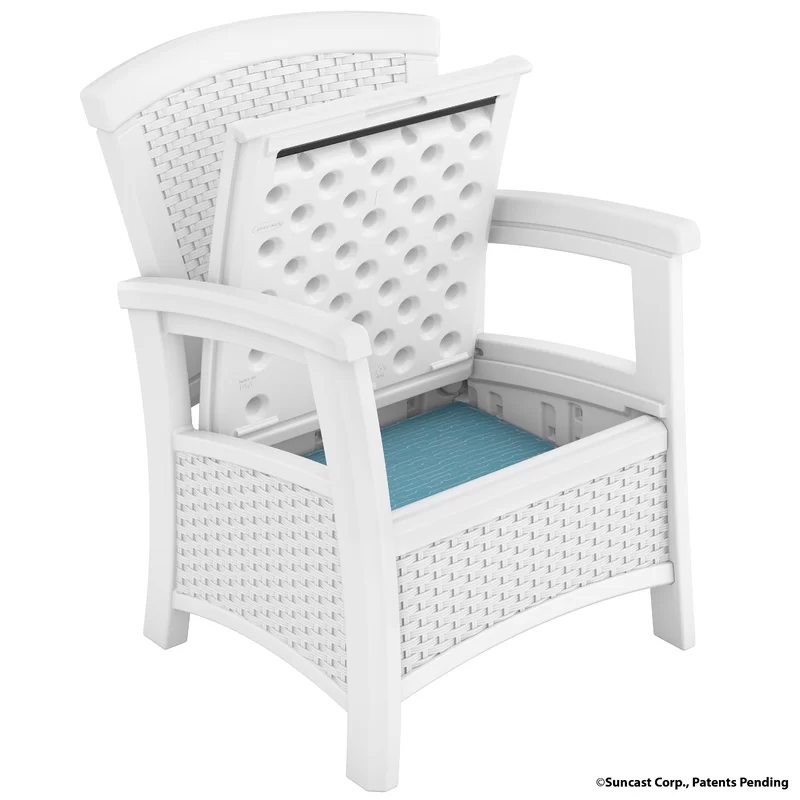 Suncast BMCC1800W Elements Resin Outdoor Lounge Chair With Storage. White