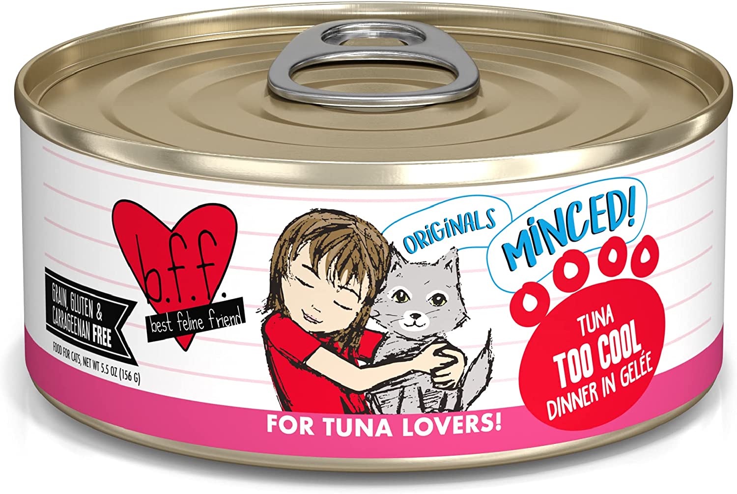 Weruva Best Feline Friend (B.F.F.) Tuna Too Cool with Red Meat Tuna in Gelée Cat Food. 5.5oz Can (Pack of 24)