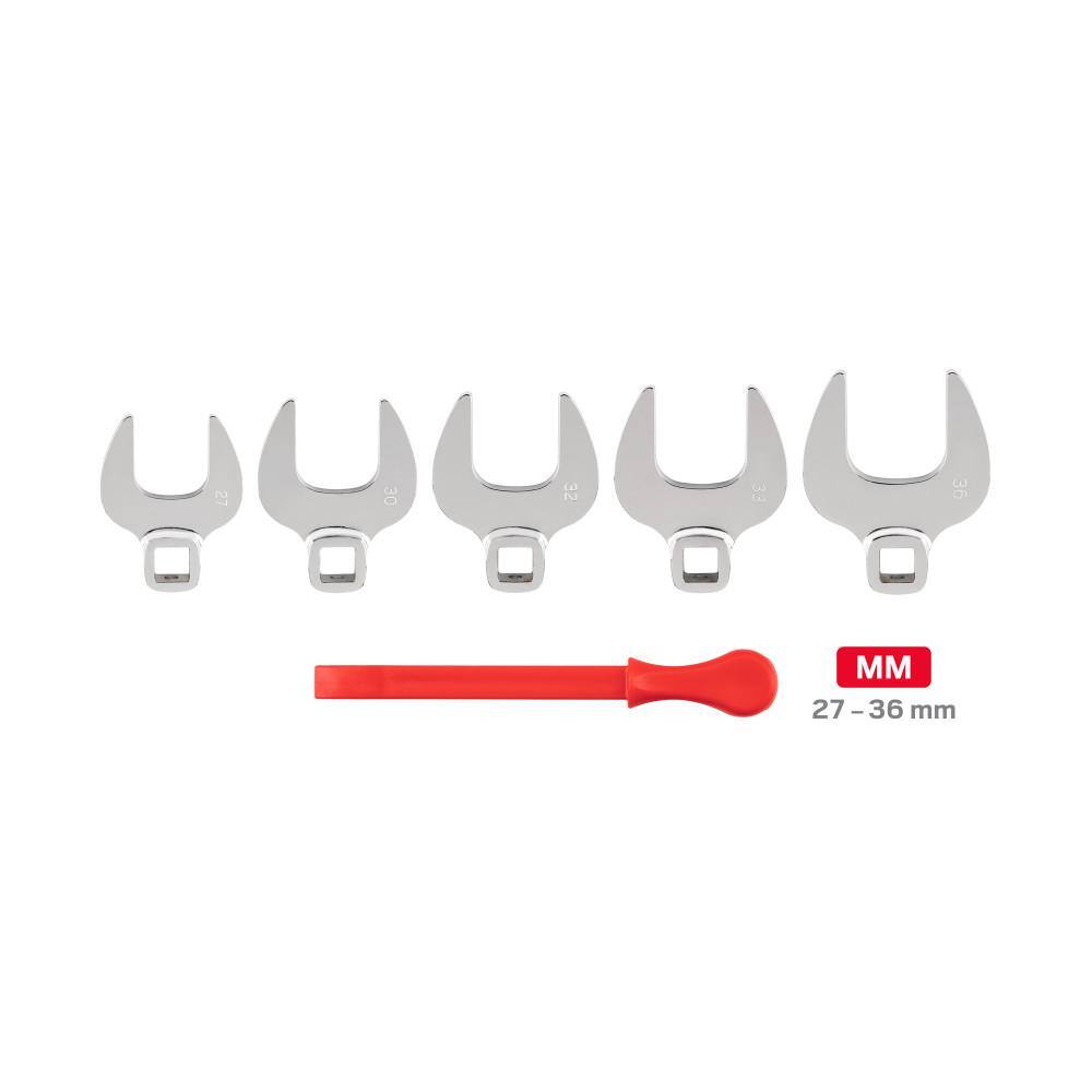 TEKTON WCF91503 1/2 in. Drive Crowfoot Wrench Set. 5-Piece (27 mm - 36 mm) - Key