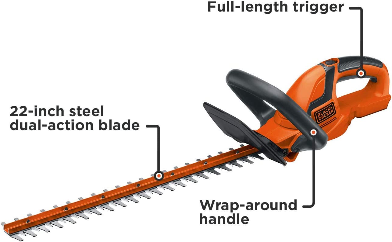 BLACK+DECKER 20V MAX Cordless Hedge Trimmer. 22-Inch. Tool Only (LHT2220B)