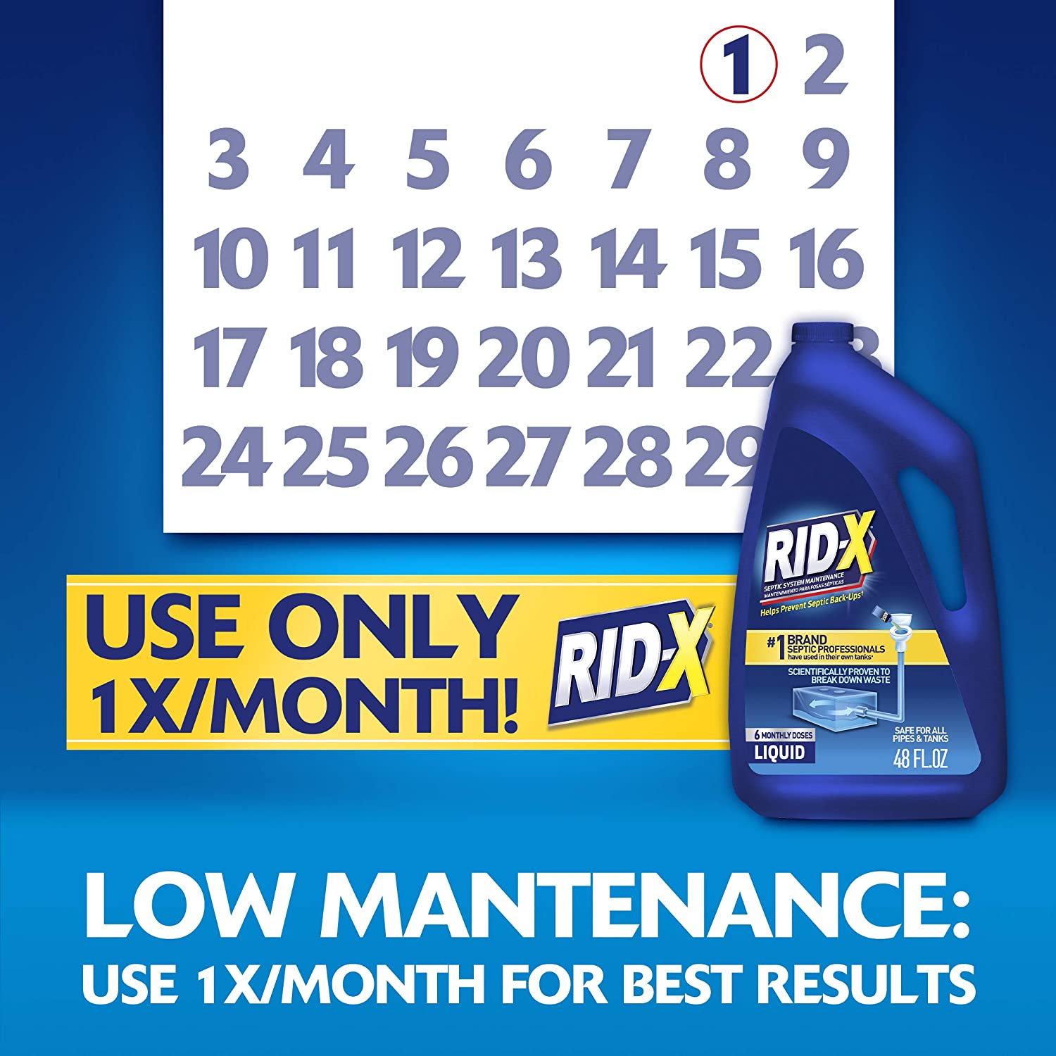 RID-X Septic Treatment. 6 Month Supply Of Liquid. 48 oz