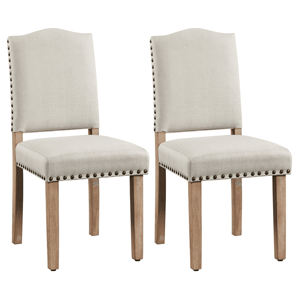 SmileMart 2PCS Upholstered Parsons Dining Chairs for Kitchen .Beige