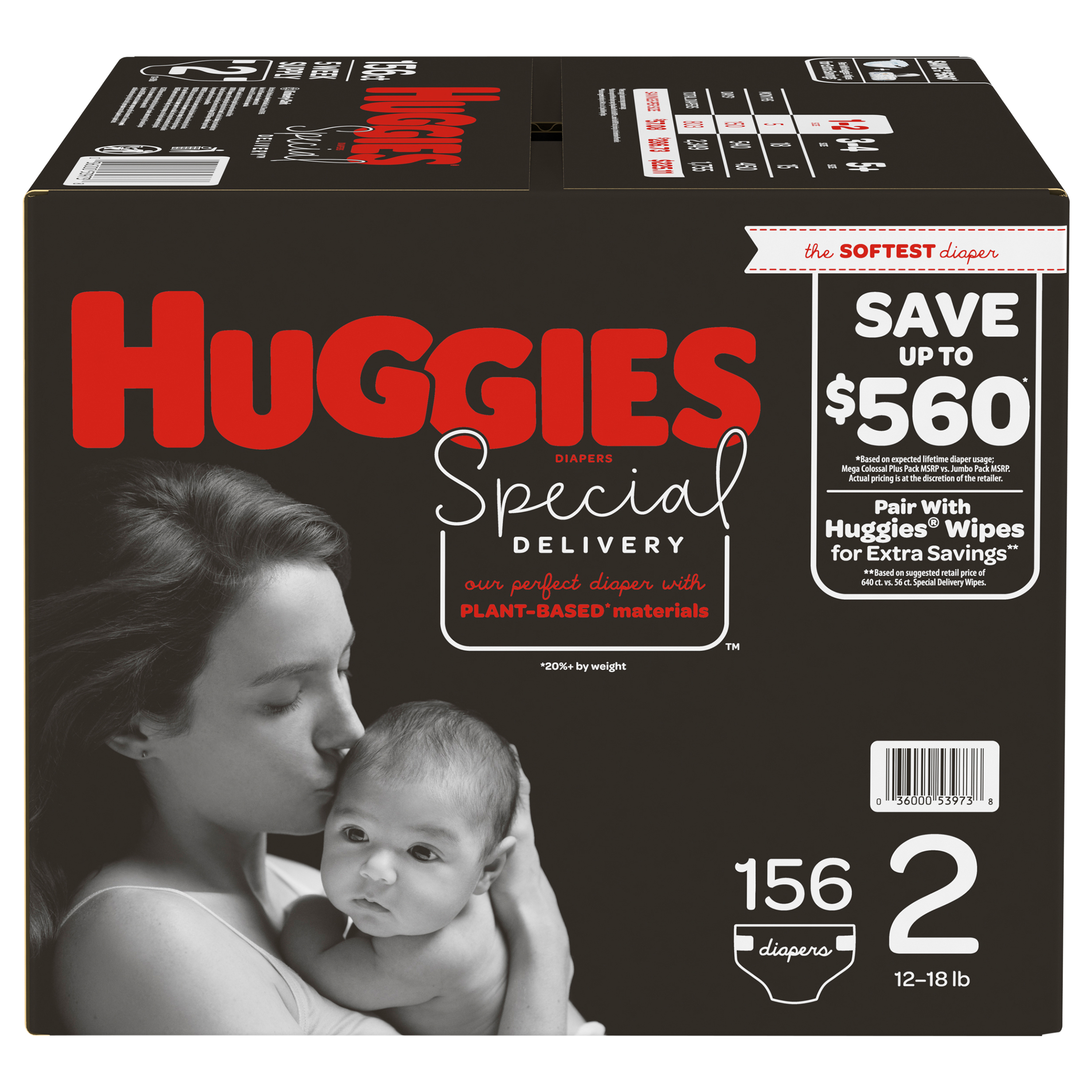 Huggies Special Delivery Hypoallergenic Baby Diapers Size 2 -156 ct. (12 -18 lb.)