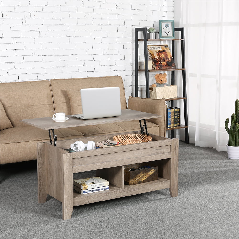 Yaheetech Lift Top Coffee Table w/Hidden Storage Compartment Open Shelf for Living Room.Gray