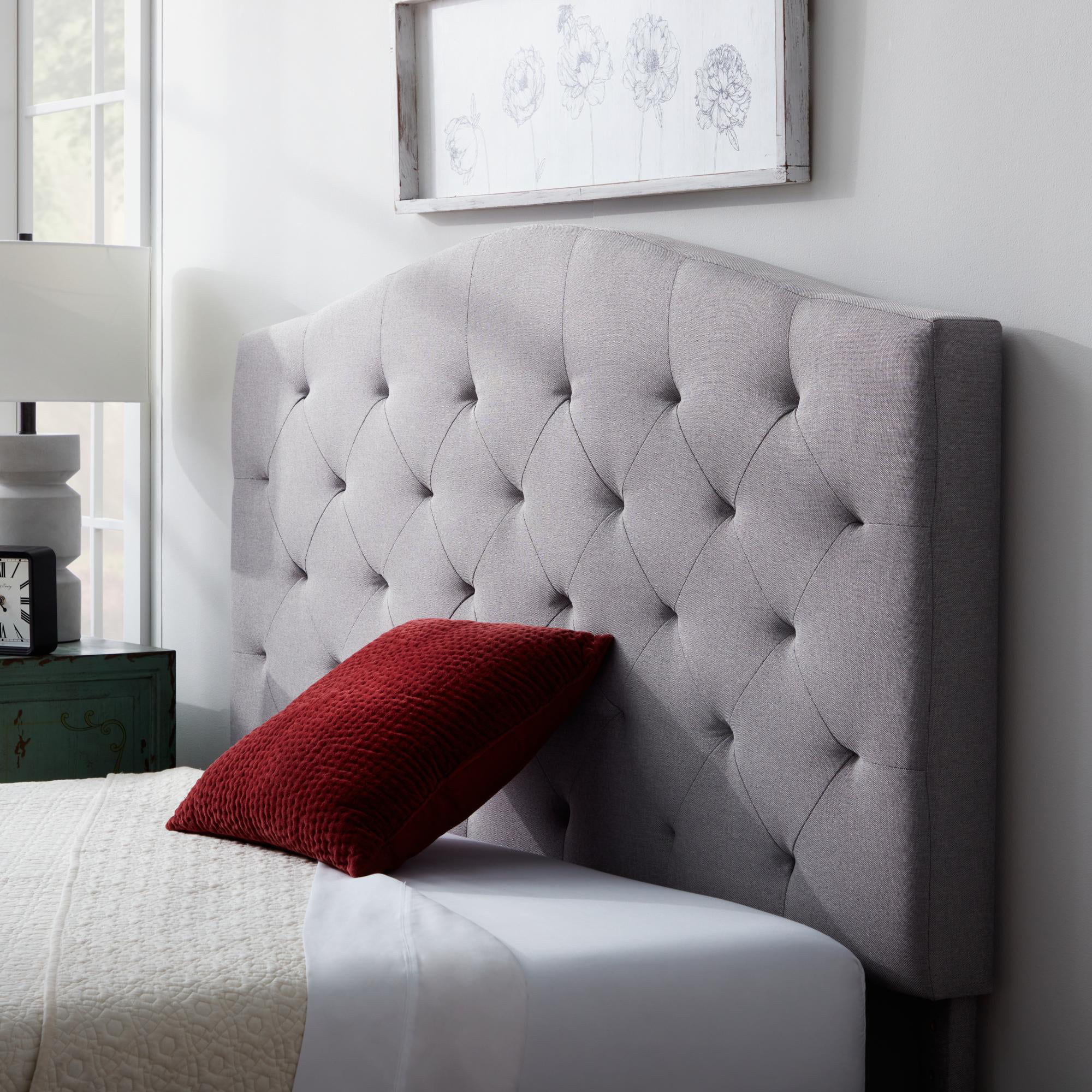 Rest Haven Hillboro Curved Edge Upholstered Headboard. Queen. Gray