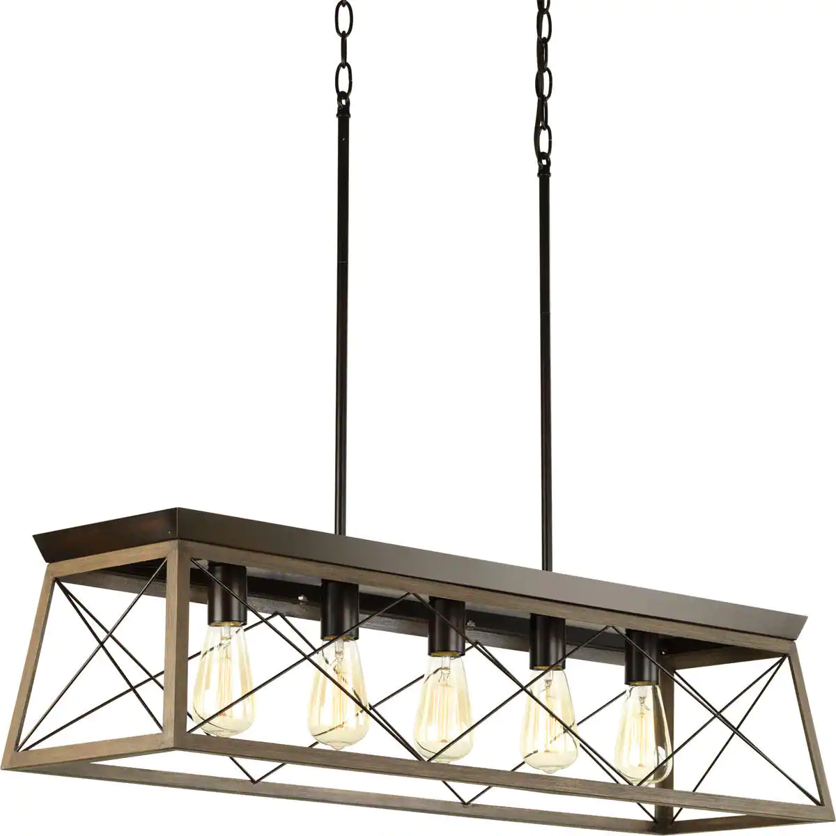 Progress Lighting Briarwood Collection 5-Light Antique Bronze Farmhouse Linear Island Chandelier Light