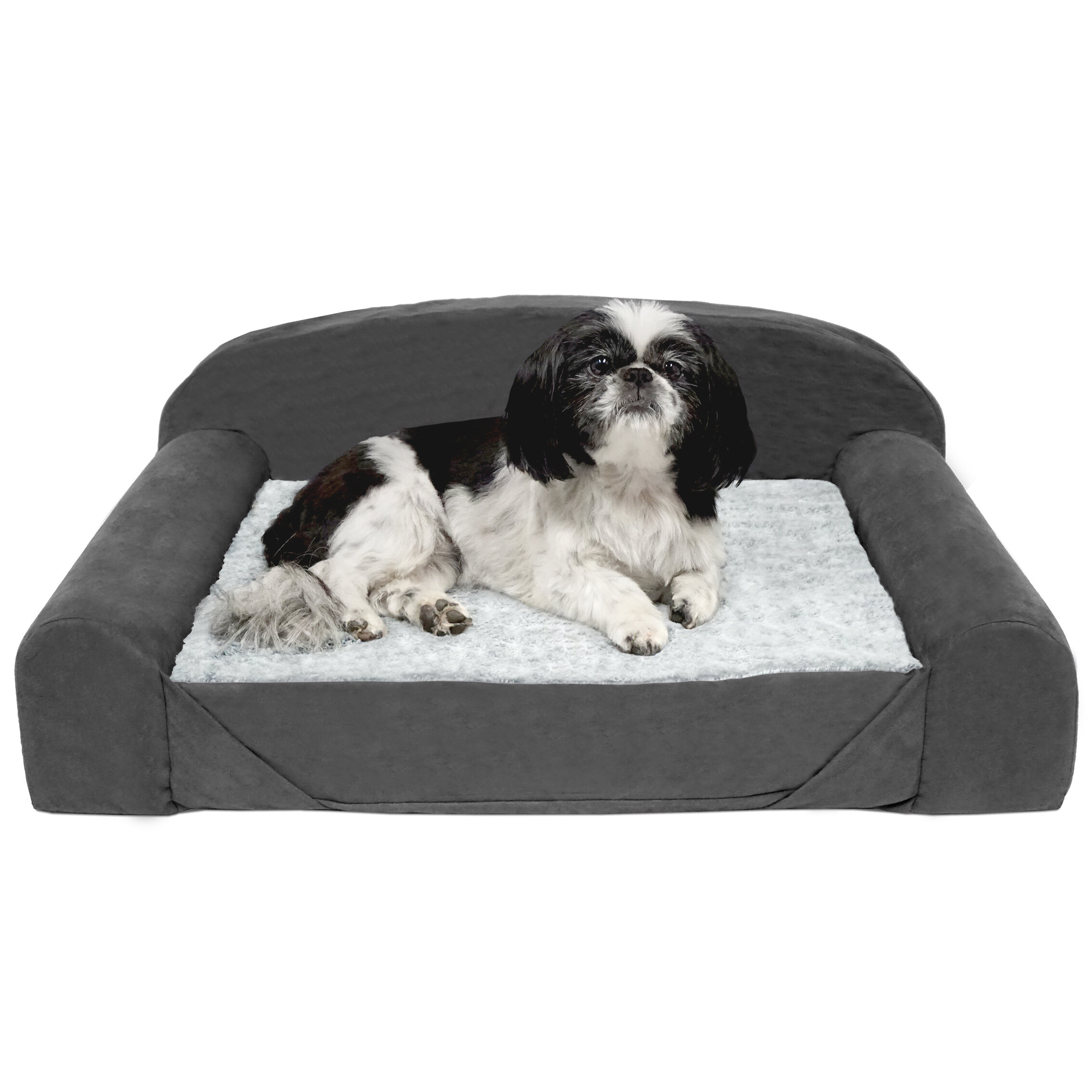 Faux Fur Suede Luxury Edition Orthopedic Sofa Pet Bed - Medium