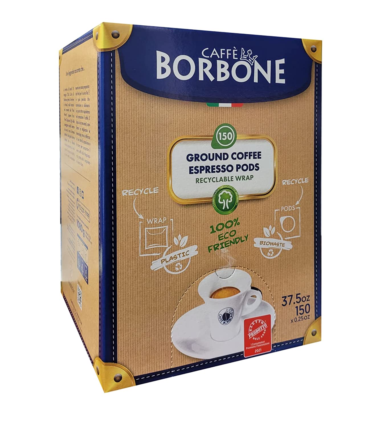 Caffe Borbone ESE Coffee Pods. Miscela Verde/DEK (150 Pods)