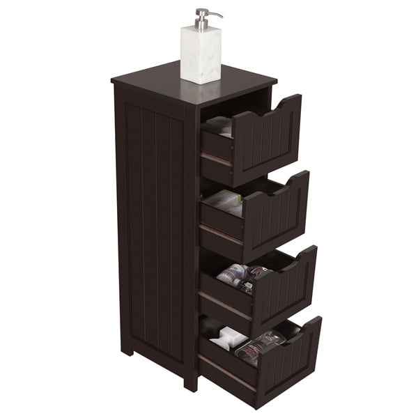 Easyfashion Wooden Storage Cabinet Organizer with 4 Drawers for Bathroom. Espresso
