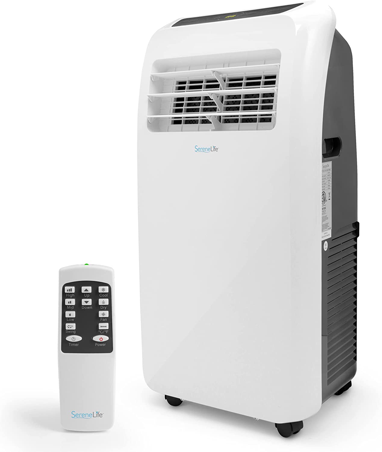 SereneLife SLPAC8 SLPAC 3-in-1 Portable Air Conditioner with Built-in Dehumidifier Function.Fan Mode. Remote Control. Complete Window Mount Exhaust Kit. 8.000 BTU. White