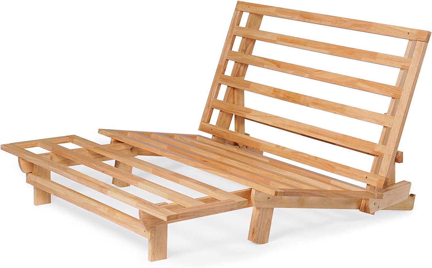 Nirvana FUTONS Queen Size Tri-Fold Wood Futon Sofa Bed Lounger Frame - (Space Saver. Natural Finish) Ideal for Small Spaces. RVs. and Dorm Furniture