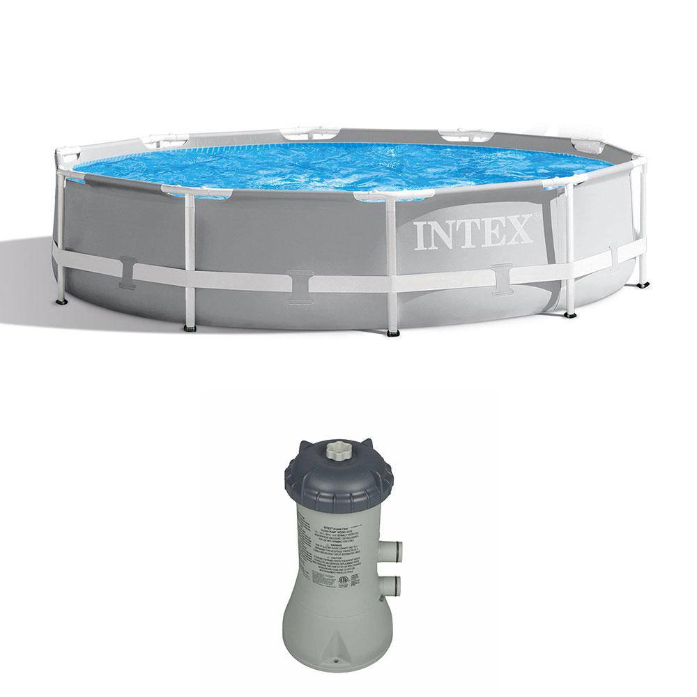 Intex 26700EH + 28637EG 10 ft. Round 30 in. D Metal Frame Above Ground Swimming Pool with Cartridge Filter Pump System