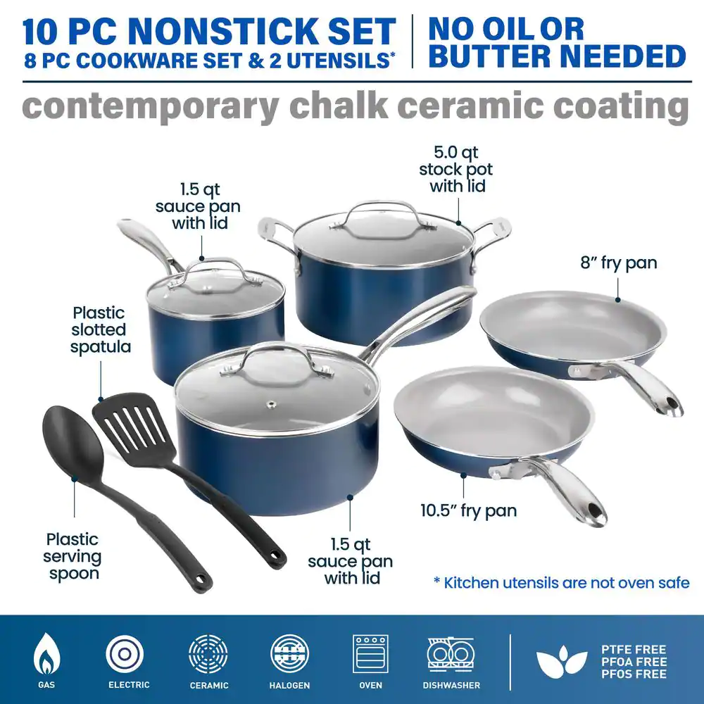 GRANITESTONE 8311 10-Piece Aluminum Ceramic Coating Nonstick Cookware Set