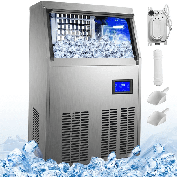 BENTISM Freestanding Commercial Ice Maker Machine - 90-100 lb Ice in 24 hrs Restaurants. Bars. Homes