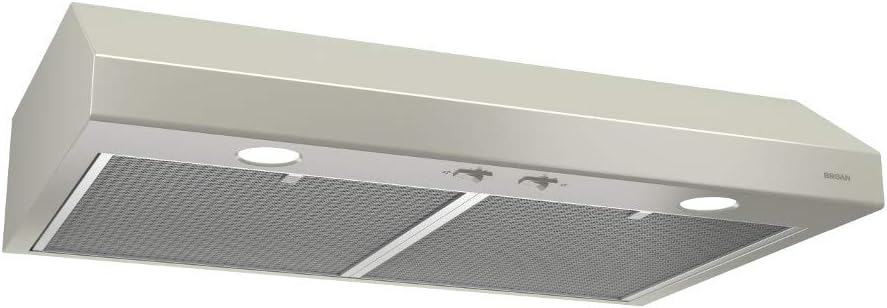 Broan-NuTone Glacier 36-inch Under-Cabinet 4-Way Convertible Range Hood with 2-Speed Exhaust Fan and Light. Bisque