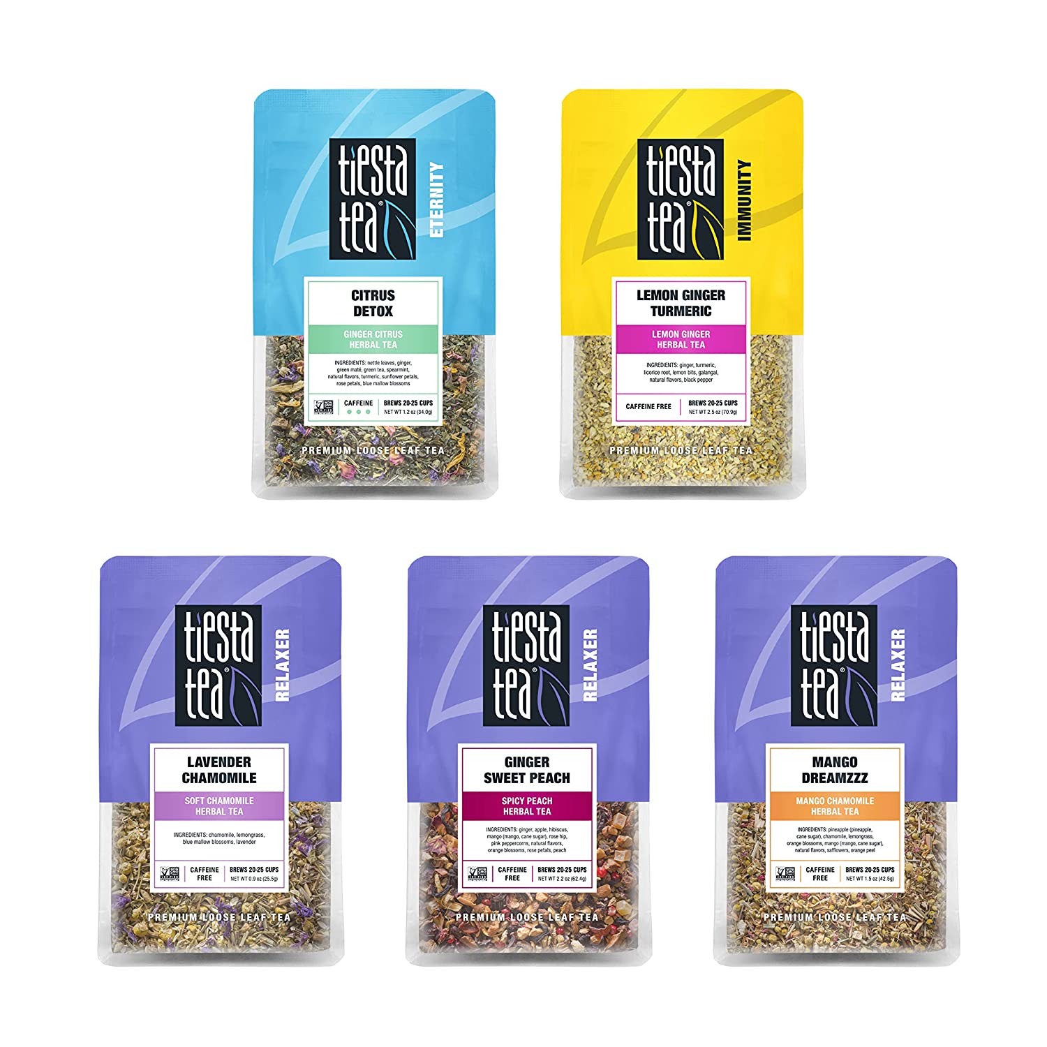 Tiesta Tea. Loose Leaf Black Tea Pack. 5 Pouches