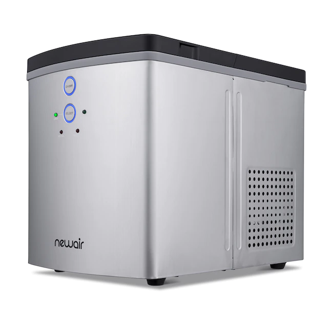 NewAir NIM033SS00 Portable Countertop Ice Maker. Silver | 33 lbs. Of Ice A Day. Ice Cubes Ready In 8 Minutes With 2 Ice Bullet Sizes | Ideal For Home. Office. Bar. RV