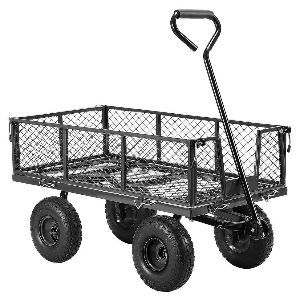 VIVOHOME X002MMKJFL 1100 lbs. Capacity Mesh Steel Garden Cart with Removable Sides and Wheels in Gray