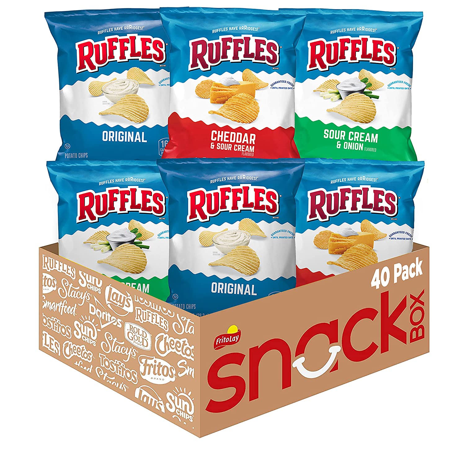 Ruffles Potato Chips Variety Pack. 40 Count