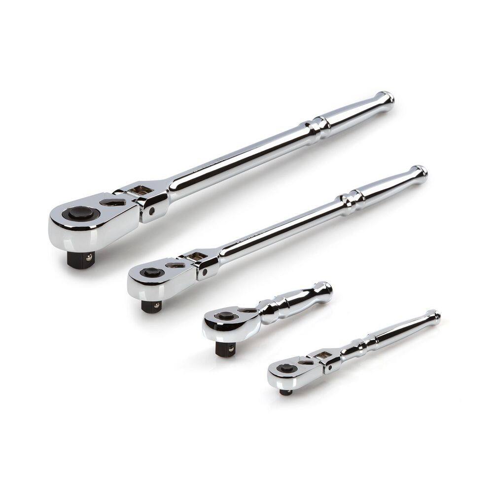 TEKTON SRH99111 1/4.3/8.1/2 in. Drive Flex Head Quick-Release Ratchet Set (4-Piece)