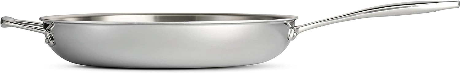 Tramontina Fry Pan Stainless Steel Induction-Ready Tri-Ply Clad 12-Inch w/Helper Handle. 80116/057DS