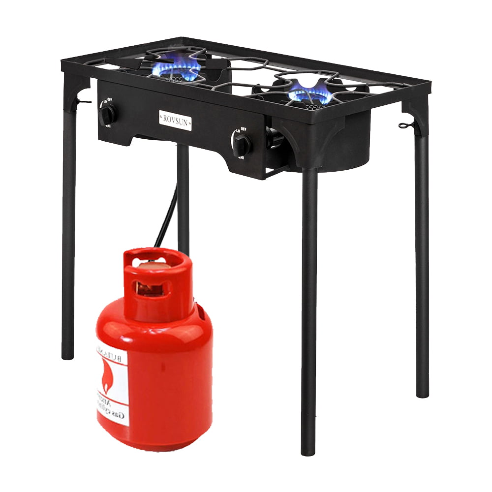 UBesGoo EX72 Portable Propane 15.0000BTU 2 Burner Outdoor Camp Stove. Black
