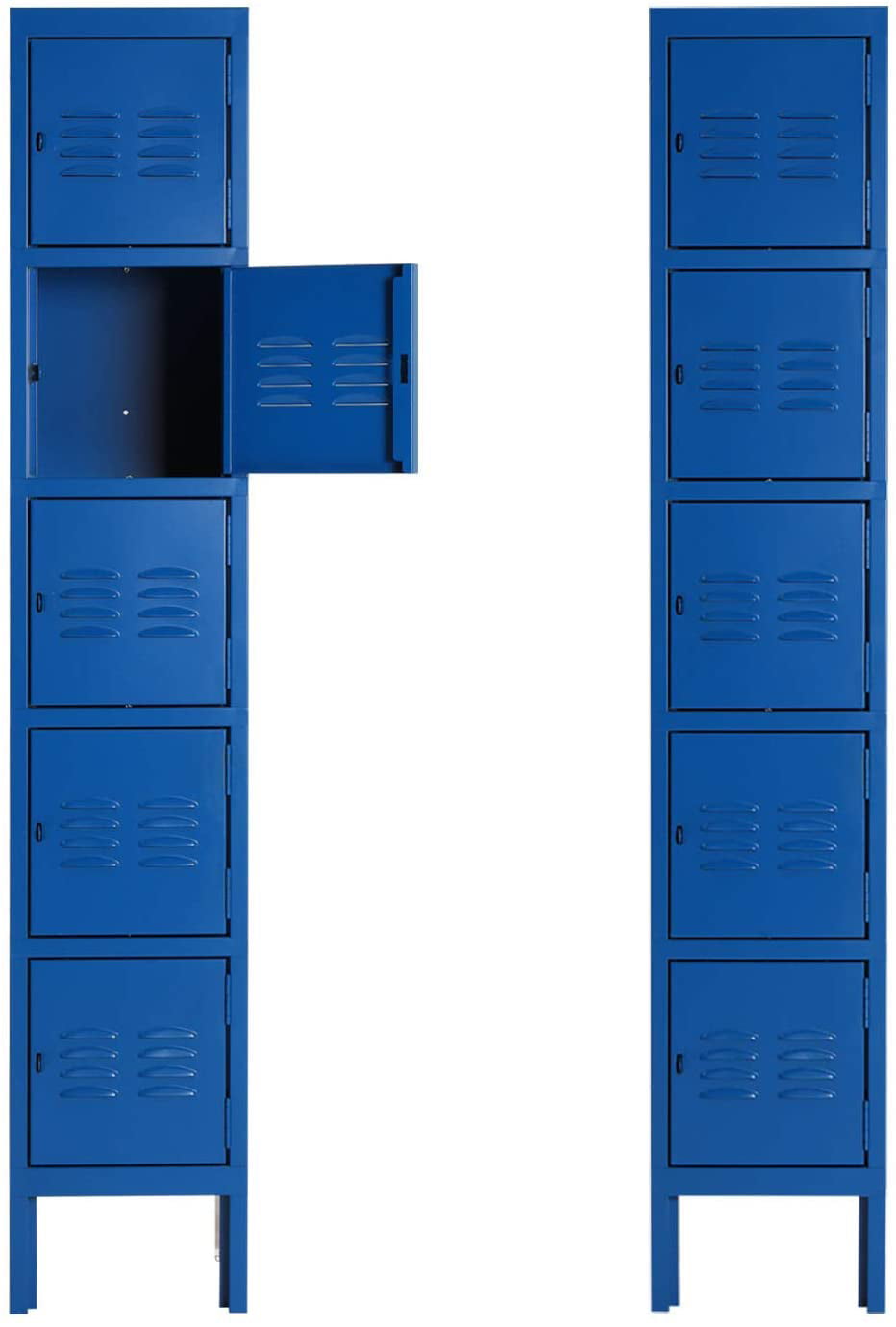 SUNCROWN Metal Storage Locker Cabinet with 5 Doors for Home Office School Gym. Blue