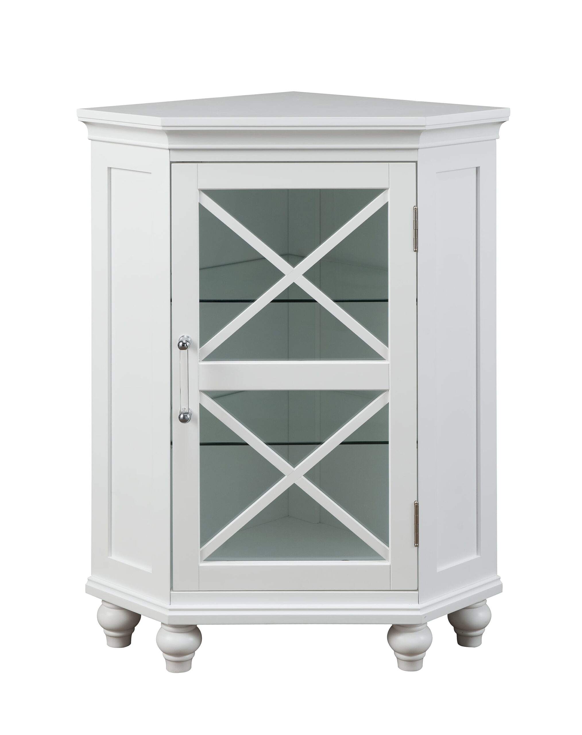 Teamson Home Blue Ridge Corner Wooden Floor Cabinet with Adjustable Shelves. White