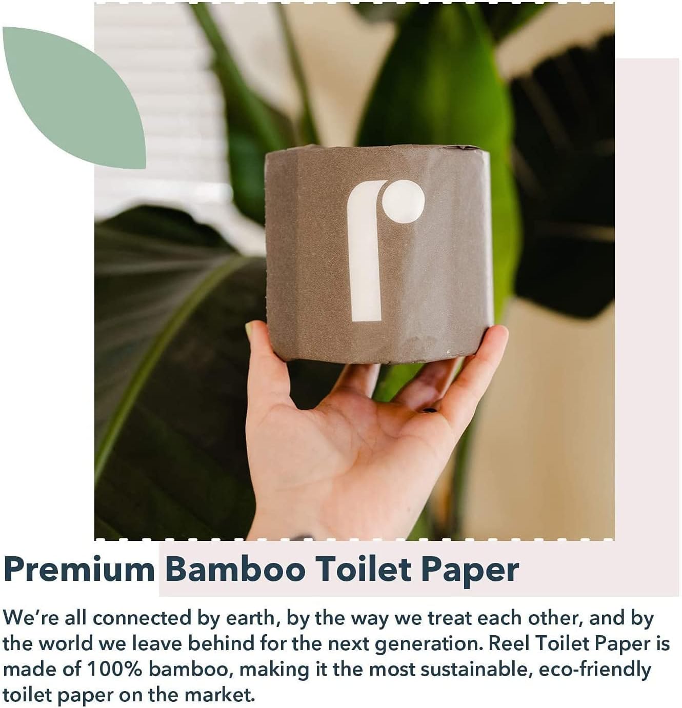 Bulk Reel Premium Bamboo Toilet Paper - 2 Pack - 48 Rolls of Toilet Paper - 3-Ply Made From Tree-Free. 100% Bamboo Fibers - Eco-Friendly Zero Plastic Packaging