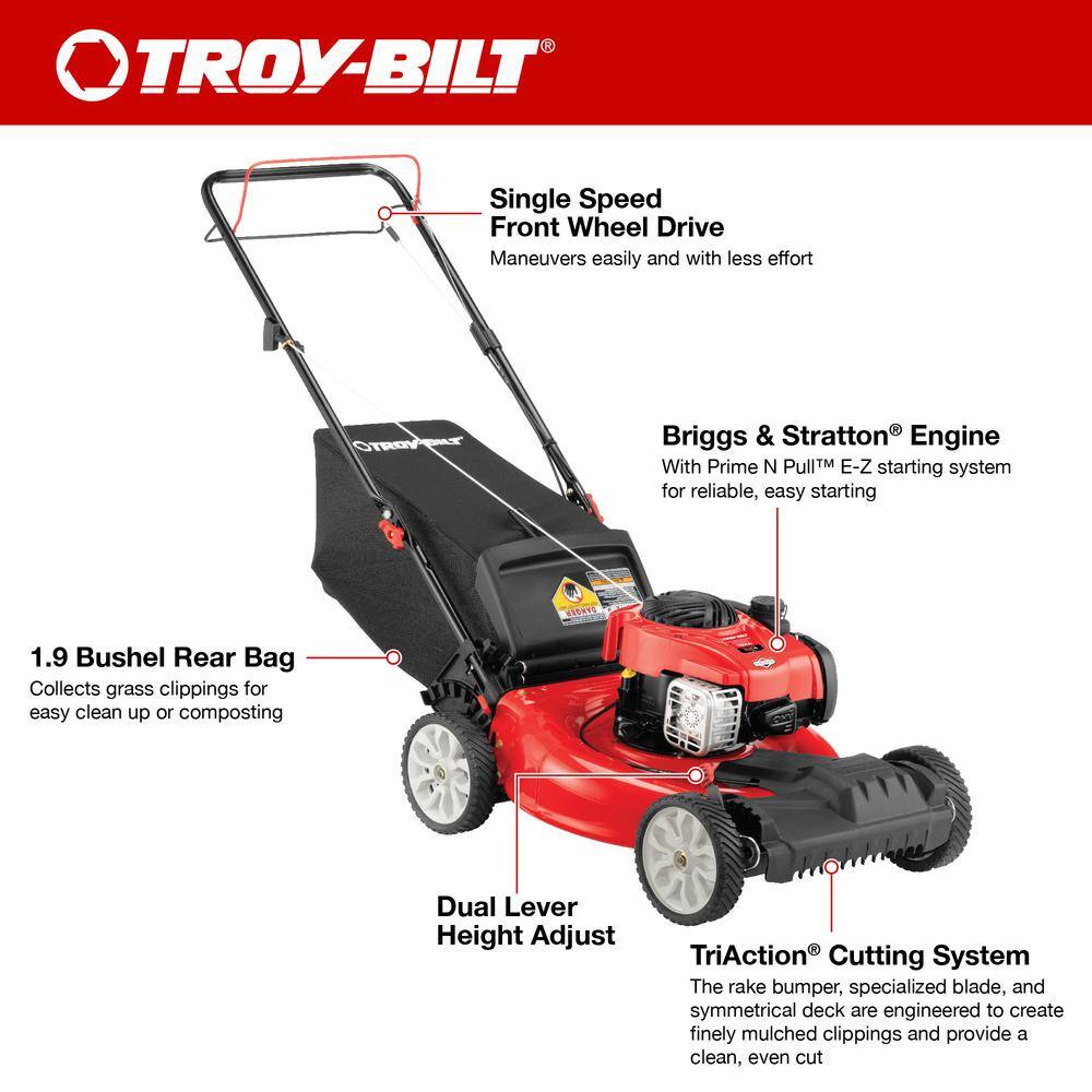 Troy-Bilt TB200 21in. 140cc Briggs & Stratton Self Propelled Gas Lawn Mower with Mulching Kit Included