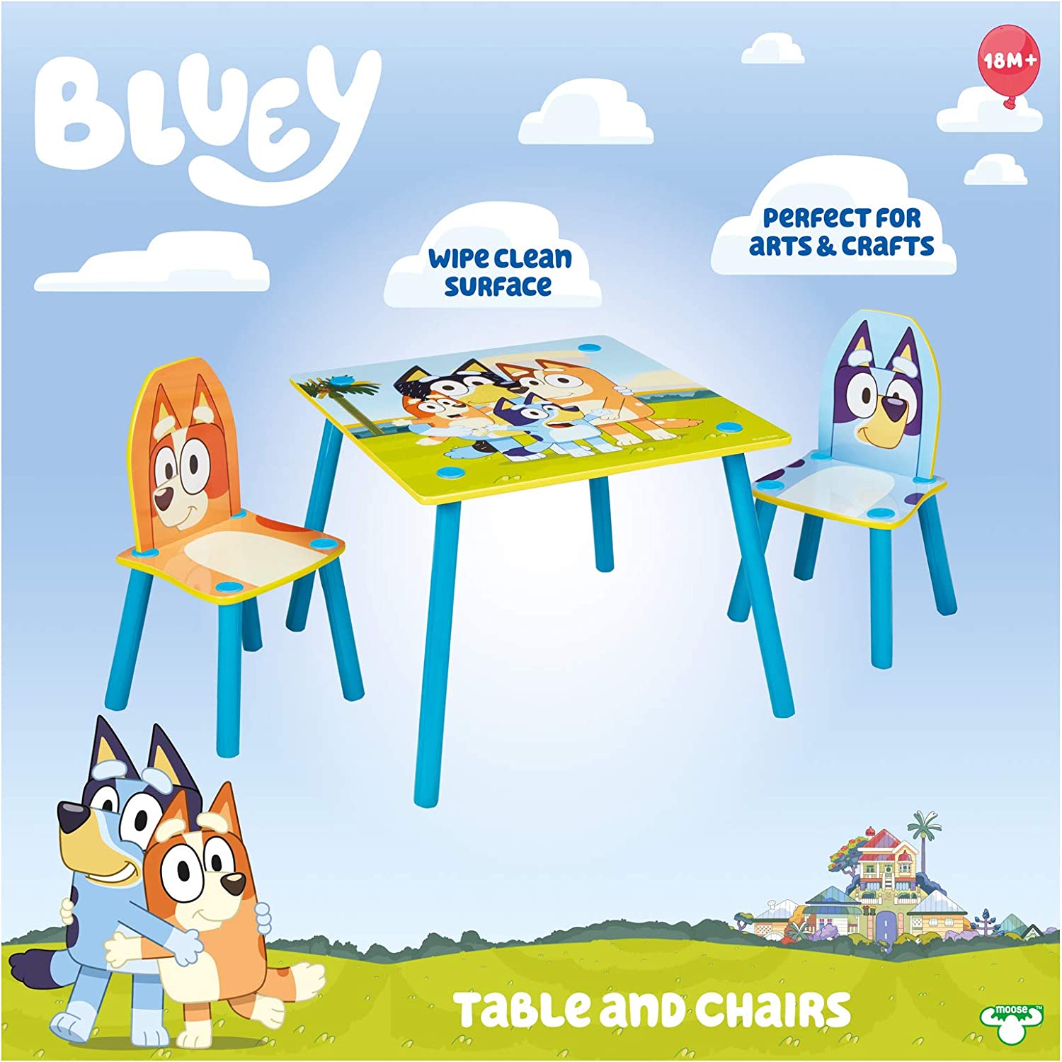 Bluey Furniture - Includes Table and 2 Chairs - Perfect for Arts & Crafts. Multi Color