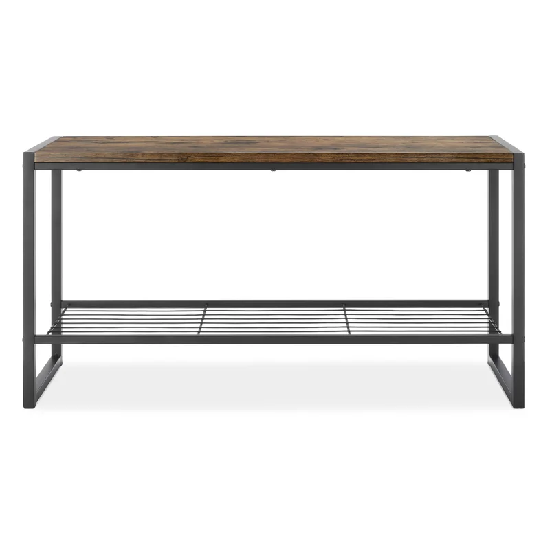 Whitmor Modern Industrial Entryway Bench w/Shoe Storage. Brown