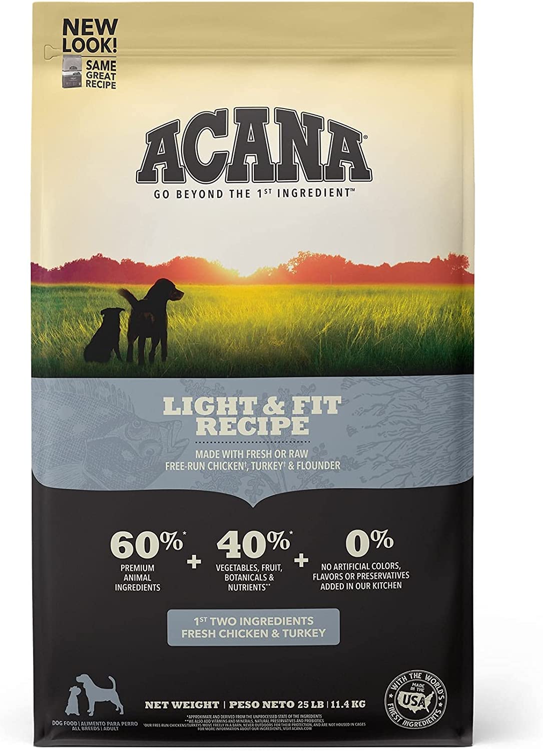 Acana Grain Free Adult Dog Food. Light & Fit to support Healthy Weight. 25lb