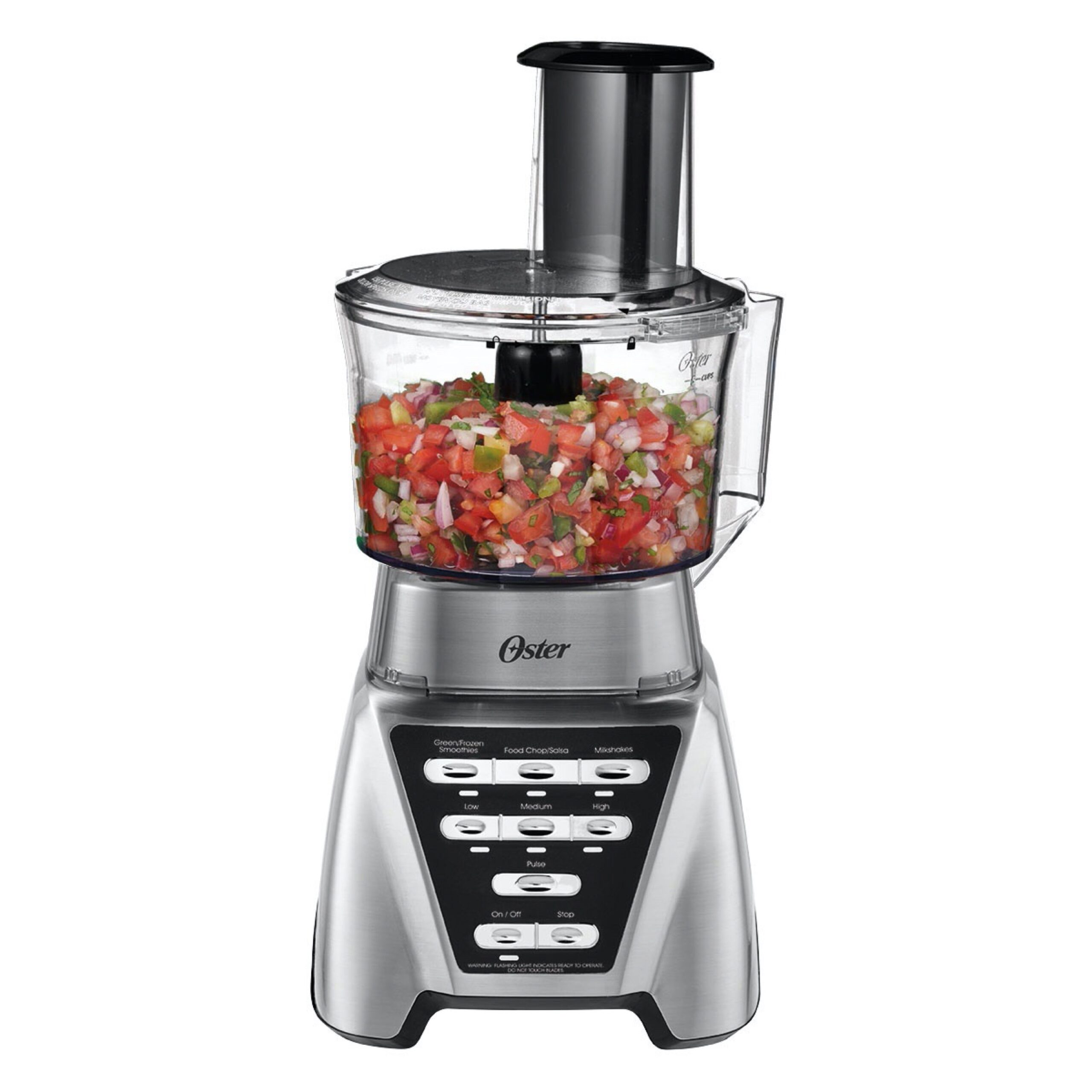 Oster Pro 1200 Plus Blend-N-Go Smoothie Cup and Food Processor Attachment and XL Personal Blending Cup - Brushed Nickel - Glass Jar