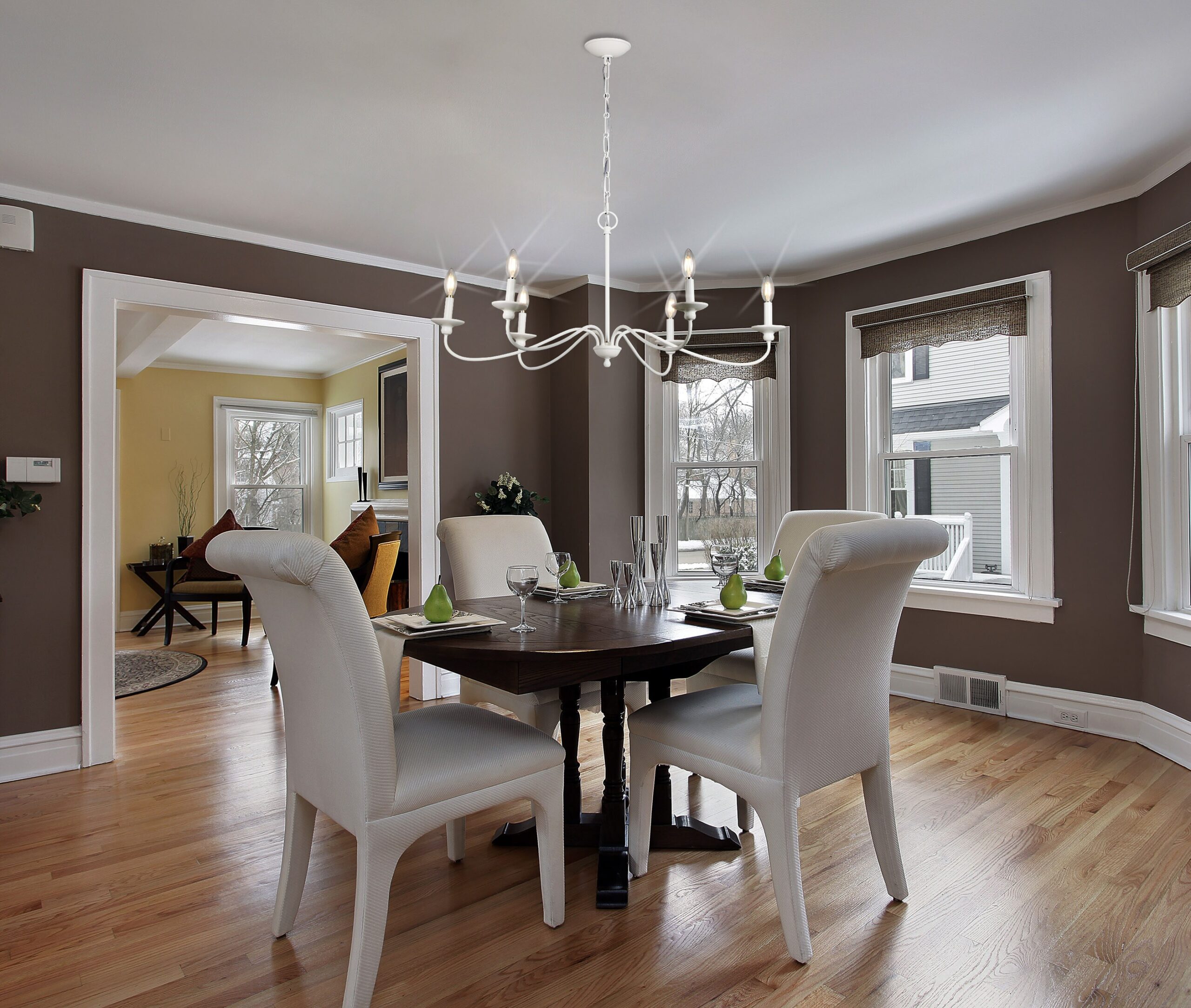 allen + roth Providence 6-Light Antique White Traditional Linear Pendant Light