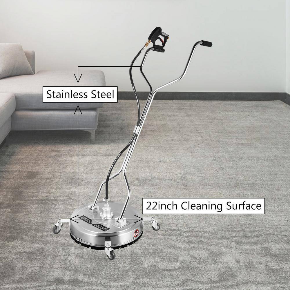 VEVOR QDXDJ22CDJL000001V0 Surface Cleaner 22 in. Flat Surface Cleaner with Casters & 3 Nozzle 10.5 GPM for Pressure Washer 4000 psi Pressure