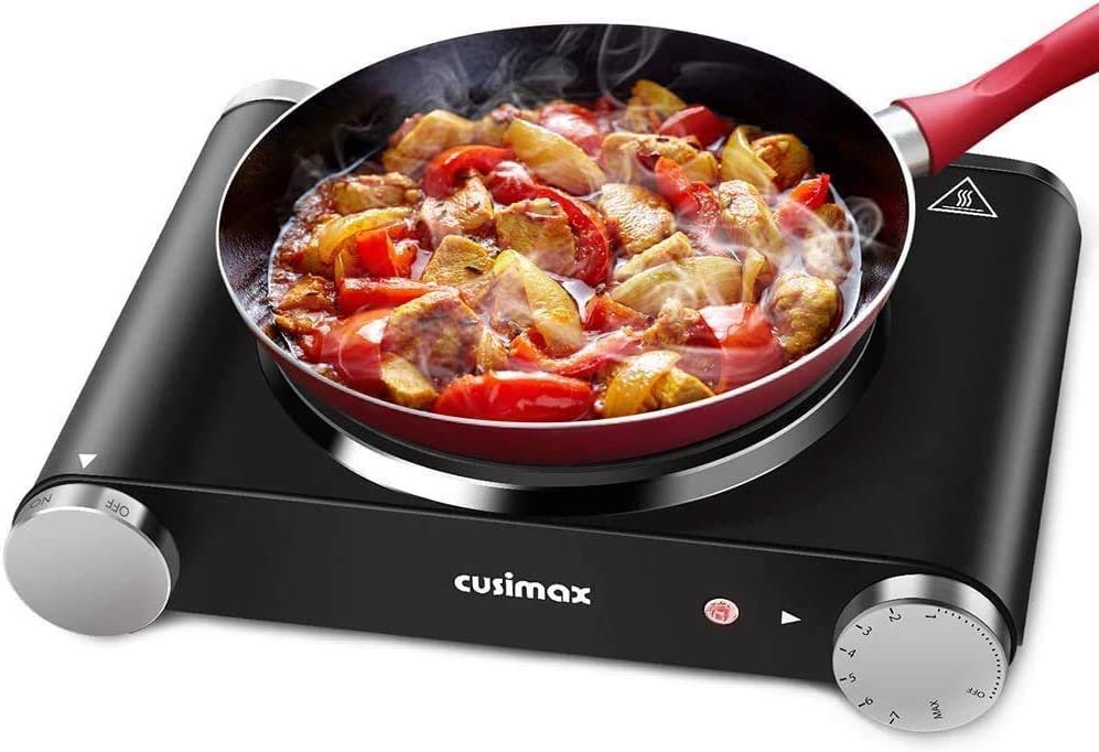Cusimax Hot Plate Electric Burner. Single Burner Cast Iron hot plates. Portable Burner 1500W Steel Non-Slip Rubber Feet. Upgraded Version