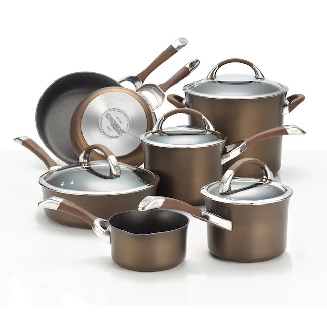 Circulon 82765 Hard Anodized Cookware Set 15-in Aluminum Cookware Set with Lid(s) Included. 11-Piece