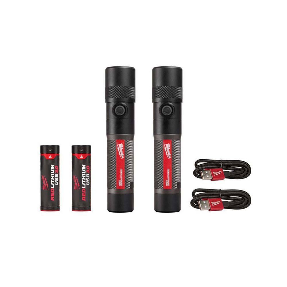 Milwaukee 2161-21-2161-21 1100 Lumens LED USB Rechargeable Twist Focus Flashlight (2-Pack)