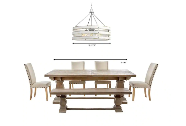 Progress Lighting Gulliver 5-Light Galvanized Drum Pendant with Weathered White Wood Accents