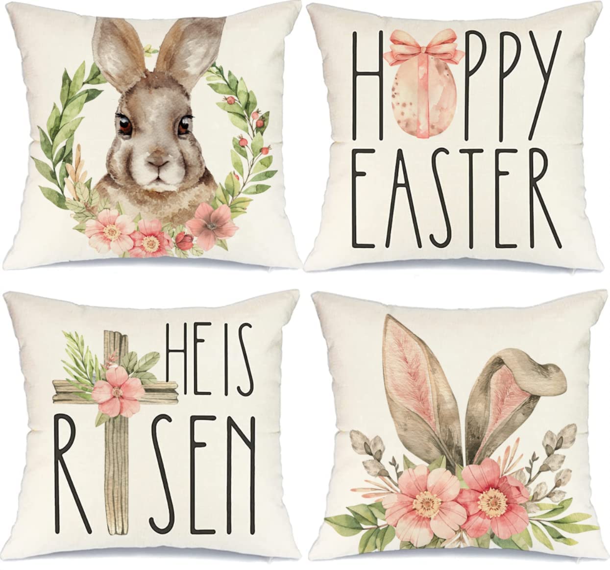 Glaring Easter Decorations Pillow Covers 18×18 Set of 4