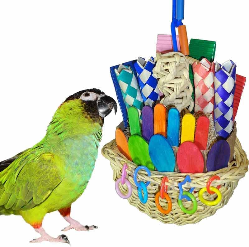 Super Bird Creations SB669 Wicker Foraging Basket Bird Toy. Medium Bird Size. 10 x 4 x 5