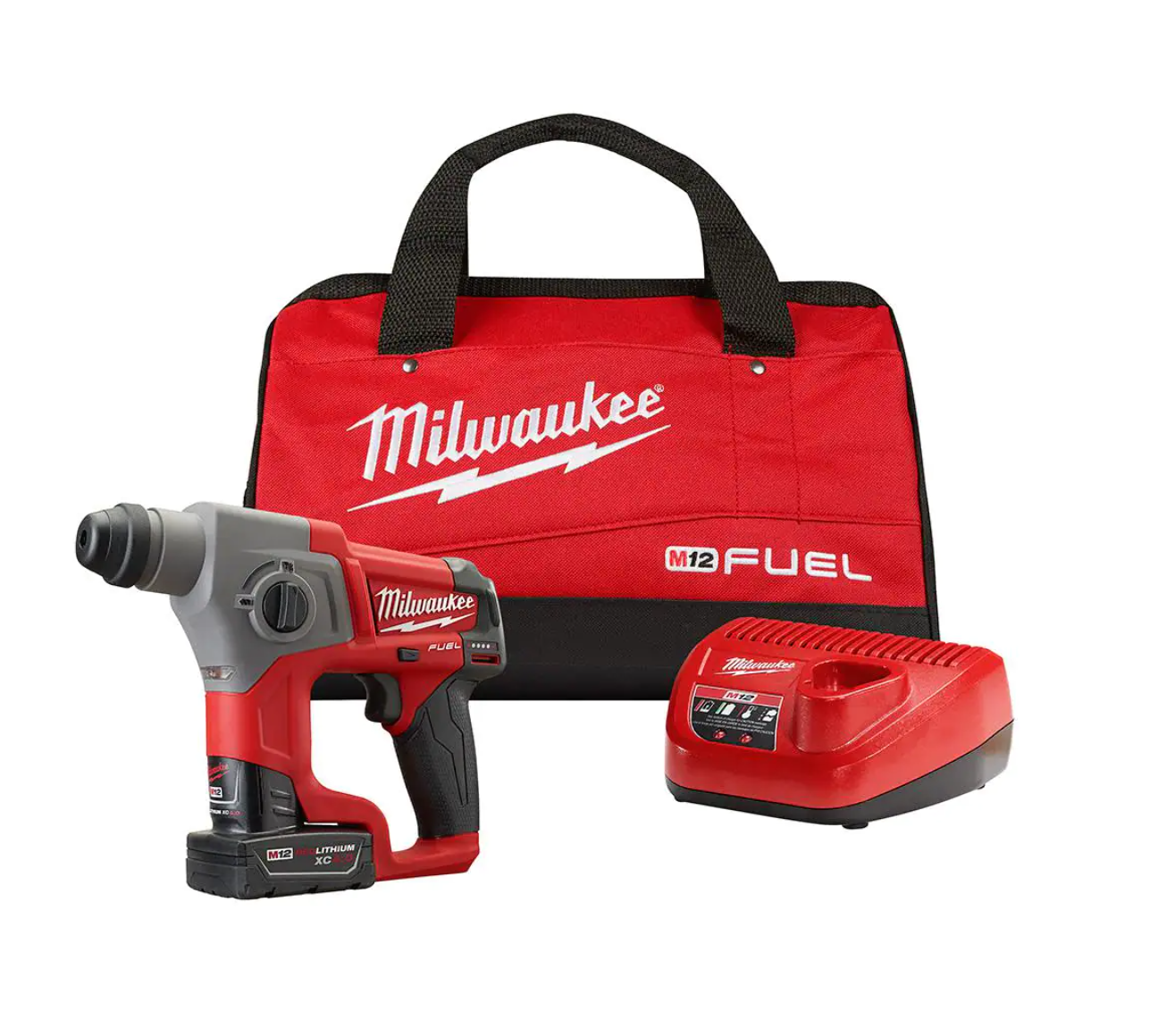 Milwaukee 2416-21XC M12 FUEL 12V Lithium-Ion Brushless Cordless 5/8 in. SDS-Plus Rotary Hammer Kit with One 4.0Ah Battery and Bag