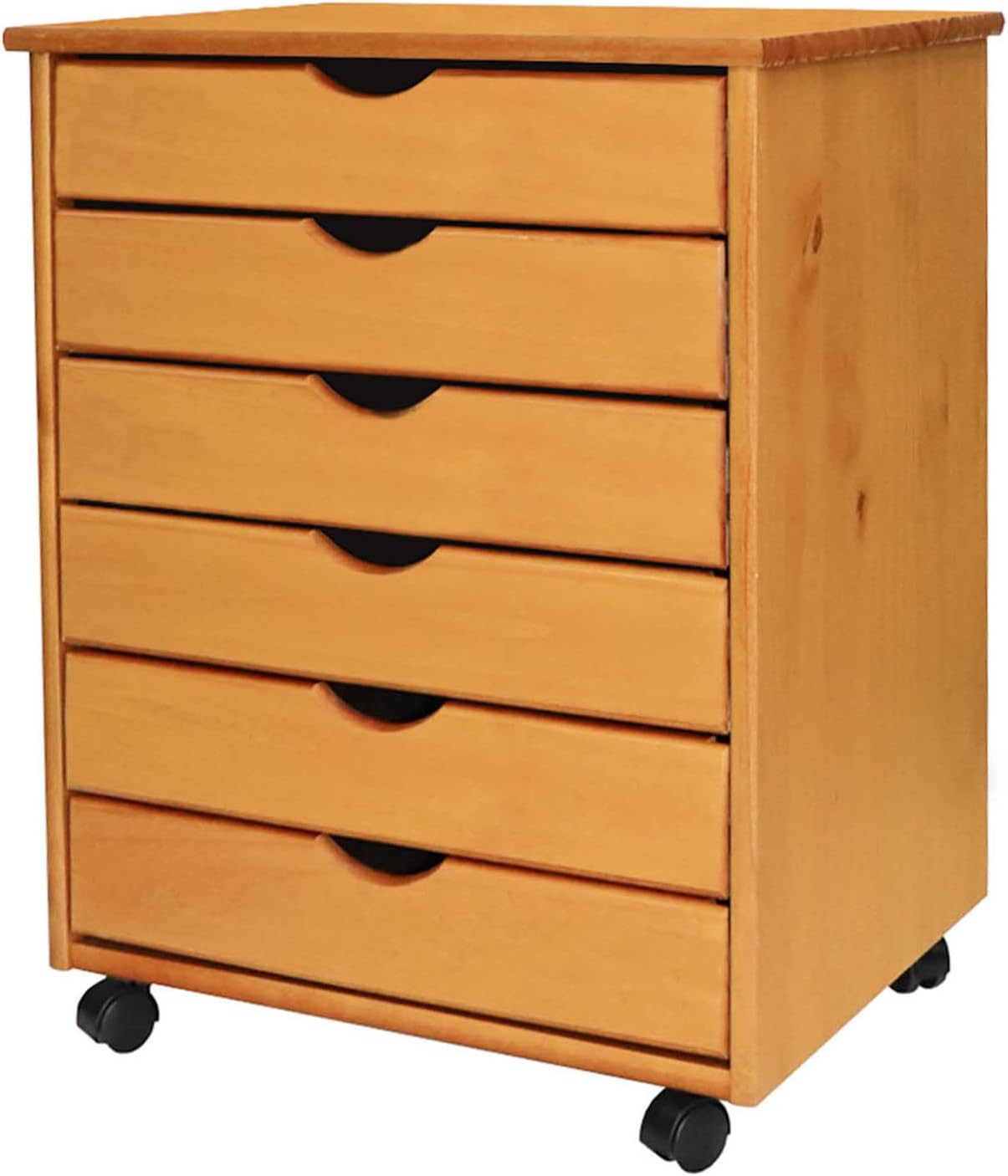 Adeptus Original Roll Cart. Solid Wood. 6 Drawer Extra Wide Drawers Roll Carts. Medium Pine