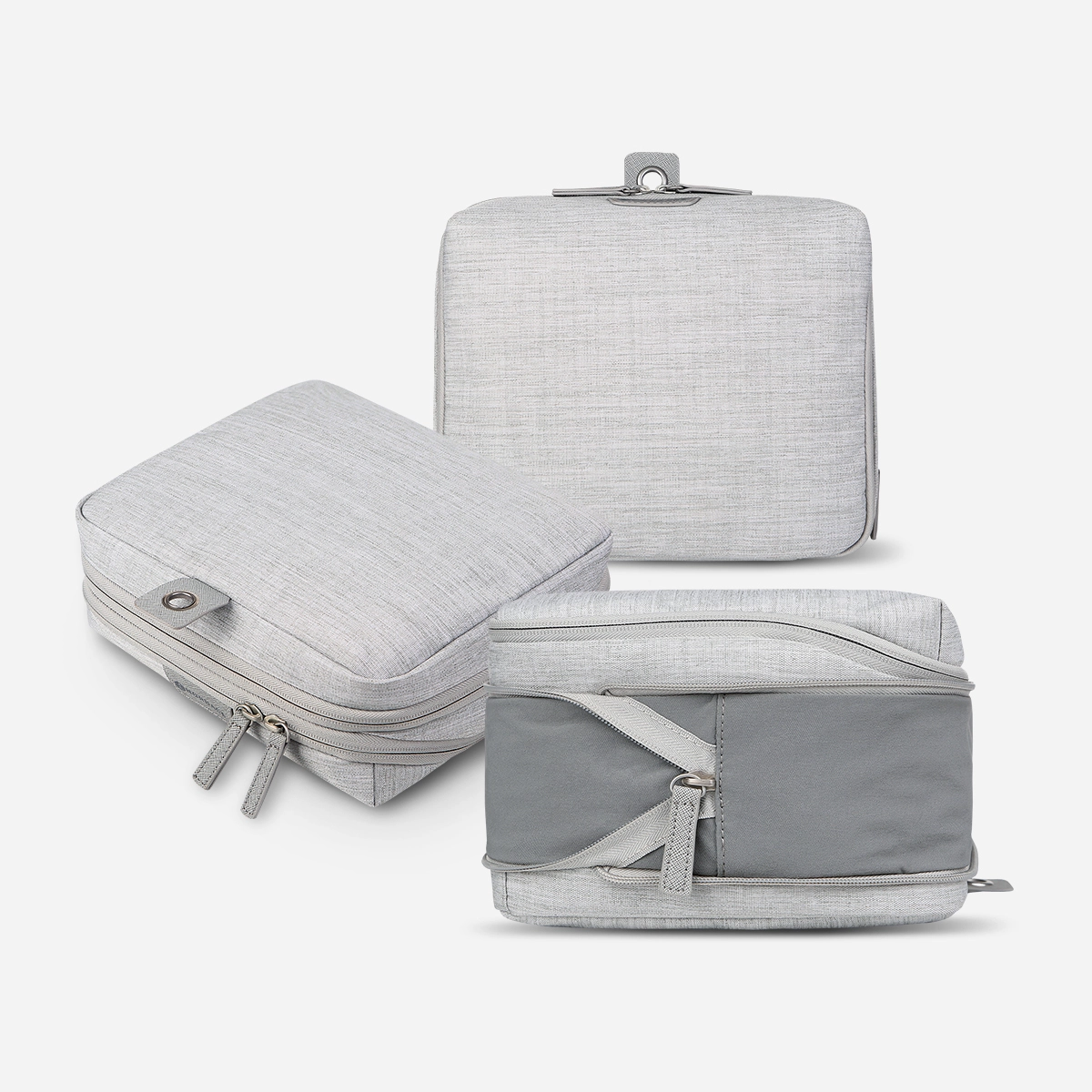 Pack-It-All Bundle: 2x Packing Cubes & 1x Wash Pouch. Light Gray